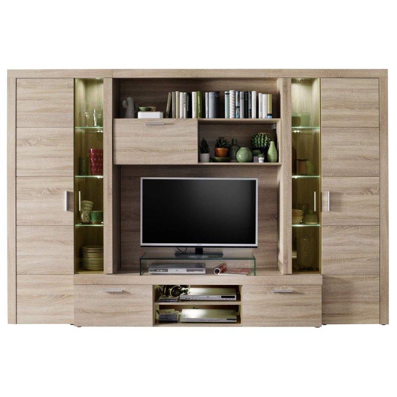 Doğal Ahşap Desenli Geniş TV Ünitesi 291 cm