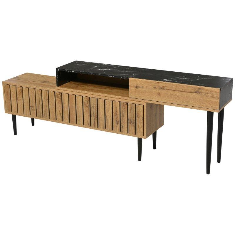 Doğal Ahşap Desenli Modern 129 cm TV Sehpası