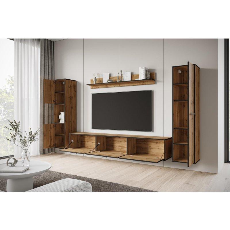 Doğal Ahşap Desenli Modern TV Ünitesi Takımı 180 cm