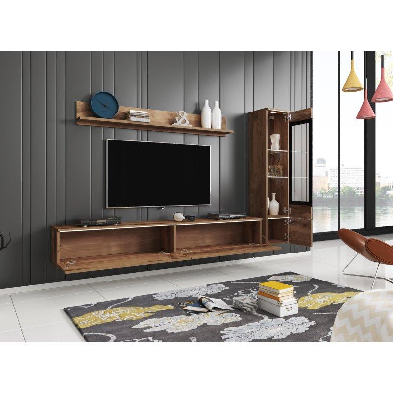Doğal Ahşap Dokulu Modern TV Ünitesi Seti 210x130 cm