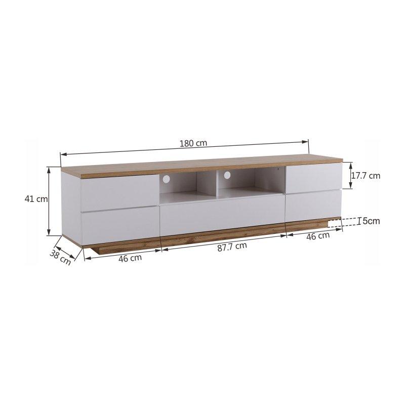 Doğal Ahşap ve Beyaz Modern TV Sehpası 180 cm