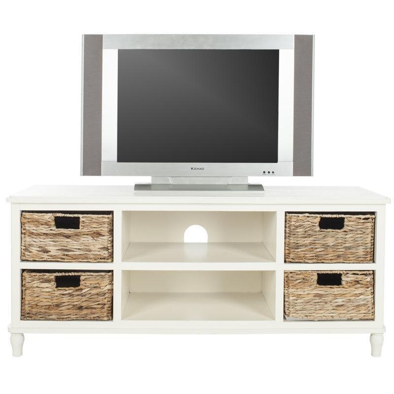 Doğal Ahşap Yapılı 120 cm Genişliğinde Hasır Sepetli TV Ünitesi - 80263