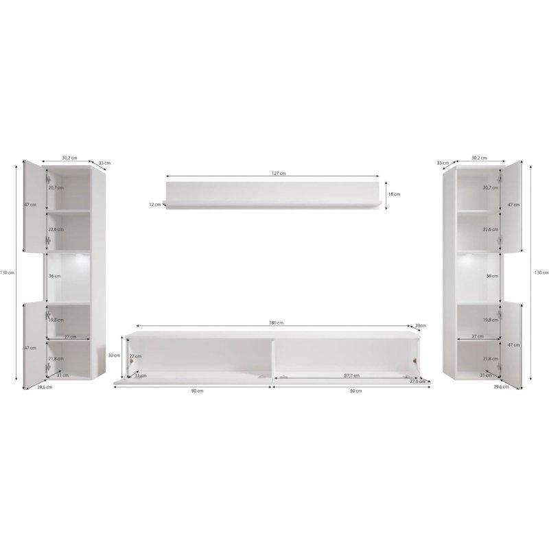 Doğal Meşe Ahşap Modern TV Ünitesi Seti 180 cm