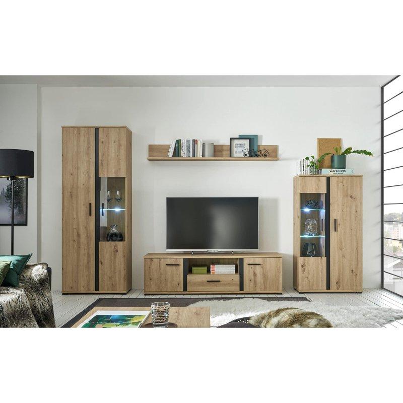 Doğal Meşe Ahşap Modern TV Ünitesi Takımı 340 cm