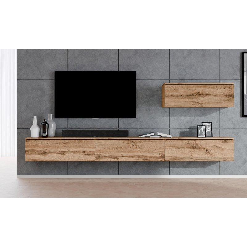 Doğal Meşe Desenli Asma TV Ünitesi 300 cm
