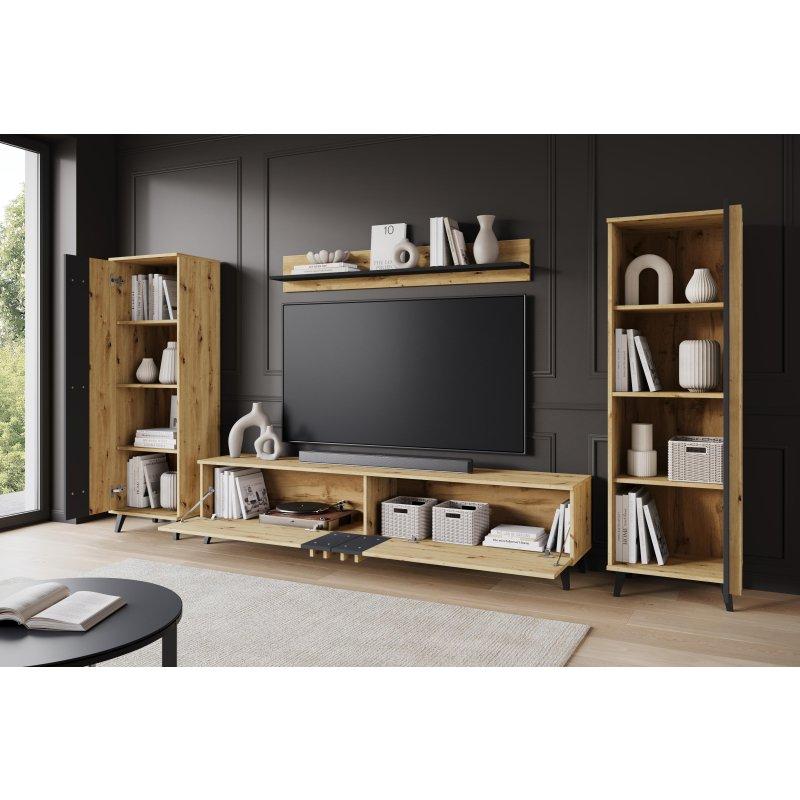 Doğal Meşe Desenli Modern TV Ünitesi 180 cm