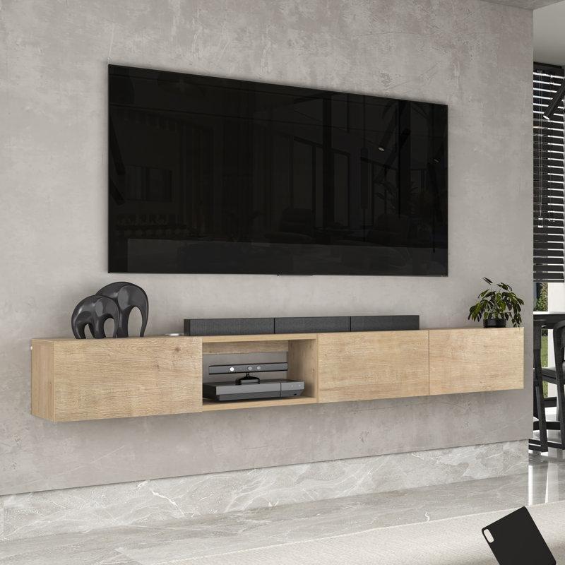 Doğal Meşe Renkli 180 cm Modüler Duvara Monte TV Ünitesi - 78514