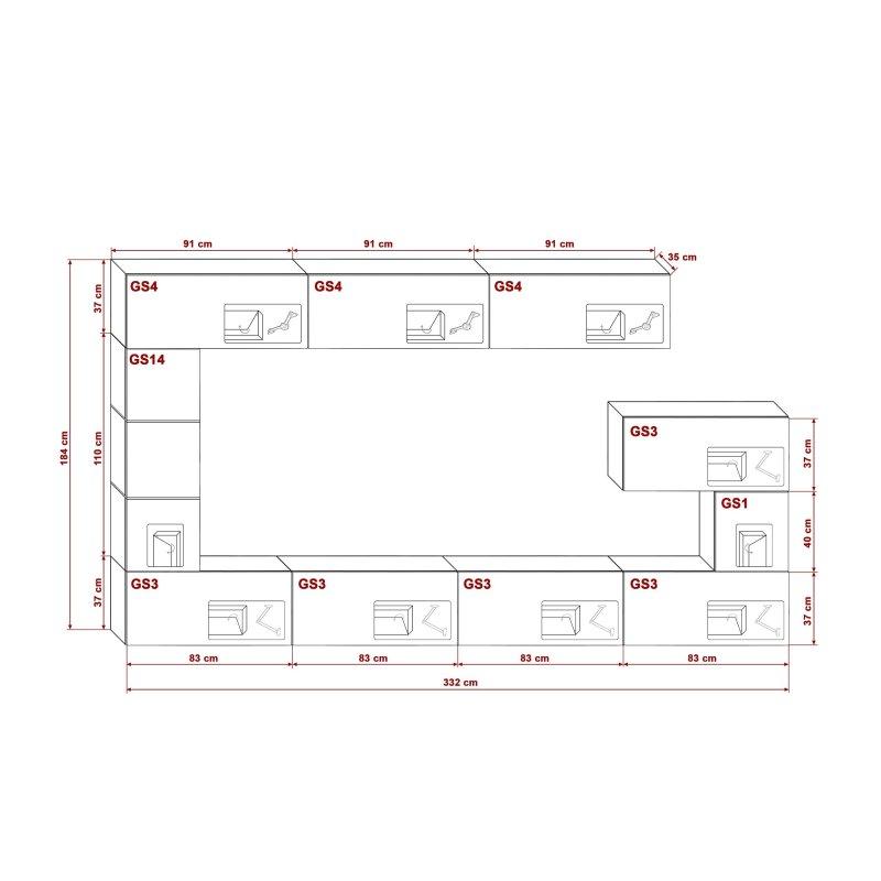 Doğal Meşe ve Beyaz Mat Modern TV Ünitesi 240 cm