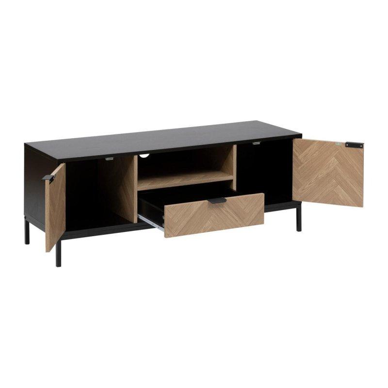 Doğal Meşe ve Siyah Desenli TV Ünitesi 120 cm
