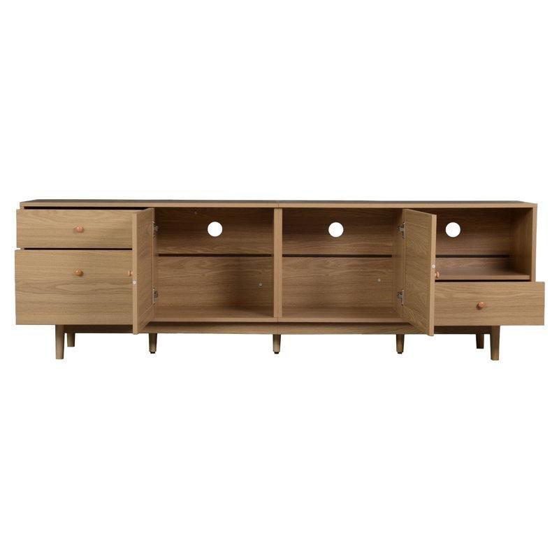 Doğal Rattan Kapılı Bohem TV Ünitesi 194 cm