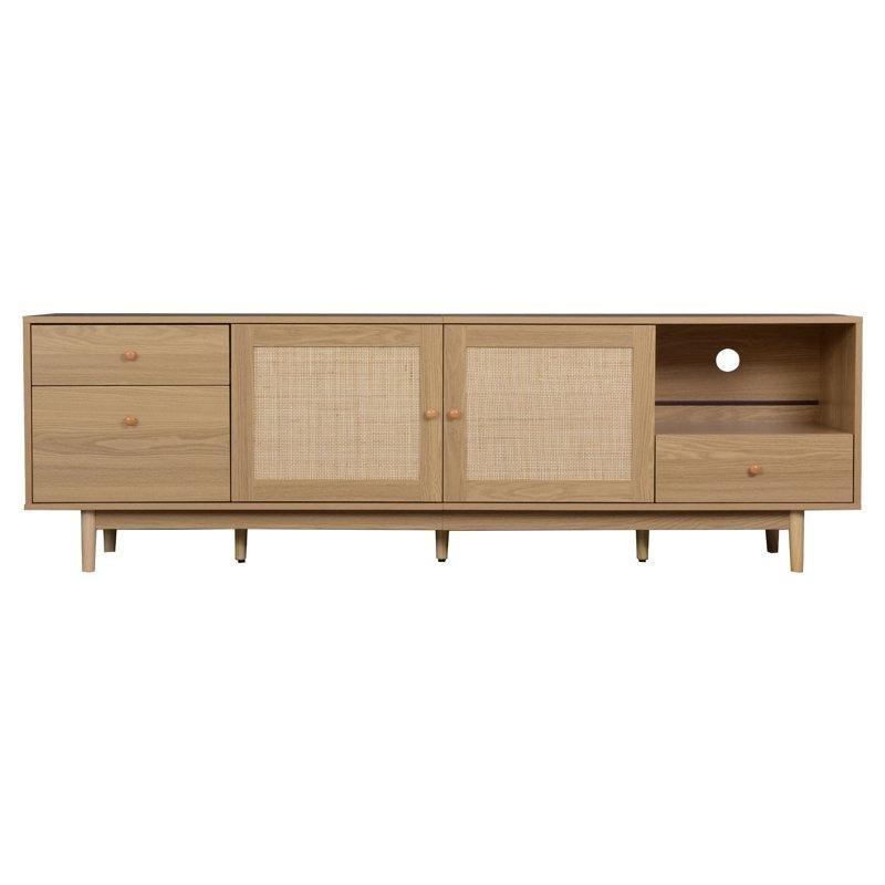 Doğal Rattan Kapılı Bohem TV Ünitesi 194 cm