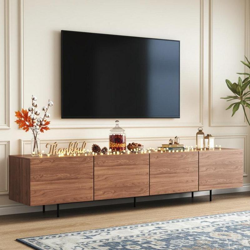 Dört Kapılı Ceviz Rengi Masif TV Ünitesi 220 cm - 78310