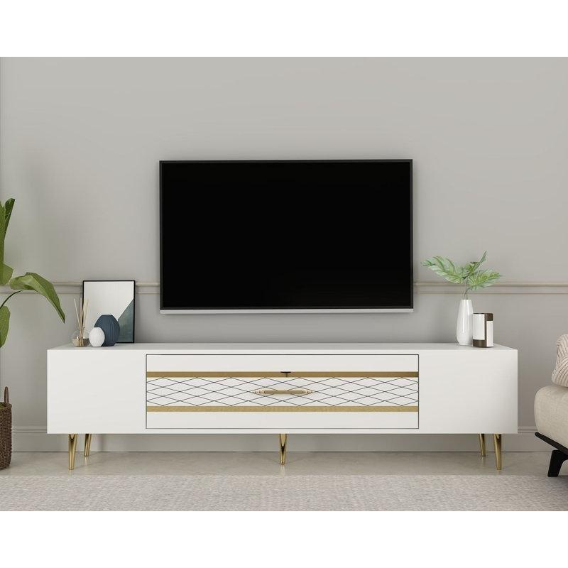 Efes Mermer Desenli Altın Detaylı TV Ünitesi 150x48 cm - 79288