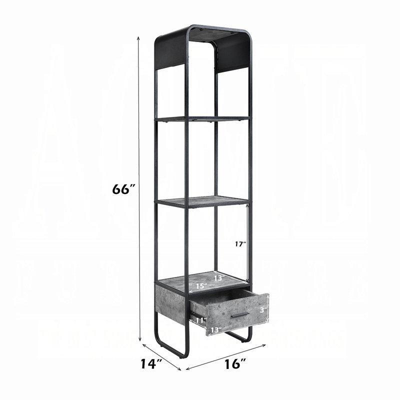 Eğri Tasarımlı Metal TV Ünitesi Beton Gri Renk 36x41x168 cm - 78553