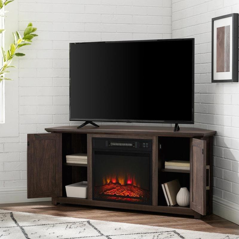 Elektrikli Şömineli Koyu Kahverengi Mini TV Ünitesi 121x50x56 cm - 80164