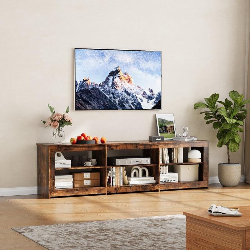 Endüstriyel Ahşap 200 cm Rustik TV Ünitesi Yerleşik Prizli - 79150