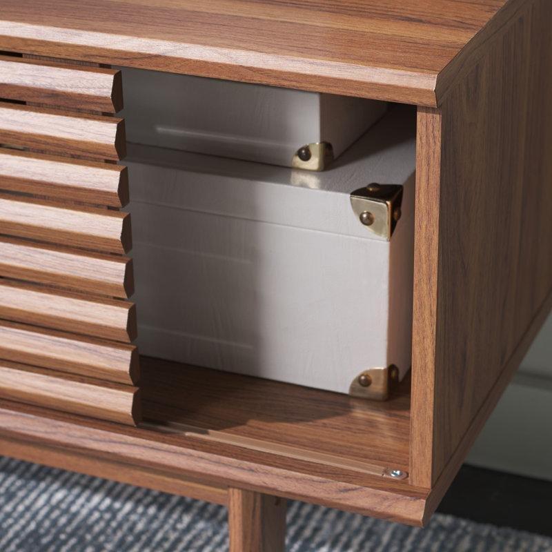 Endüstriyel Ahşap 50 İnç TVli Kaymak Kapılı Mini TV Ünitesi 119 cm - 80233