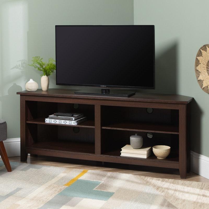 Endüstriyel Ahşap 58 cm Köşe TV Ünitesi Dört Raflı Açık Depolama