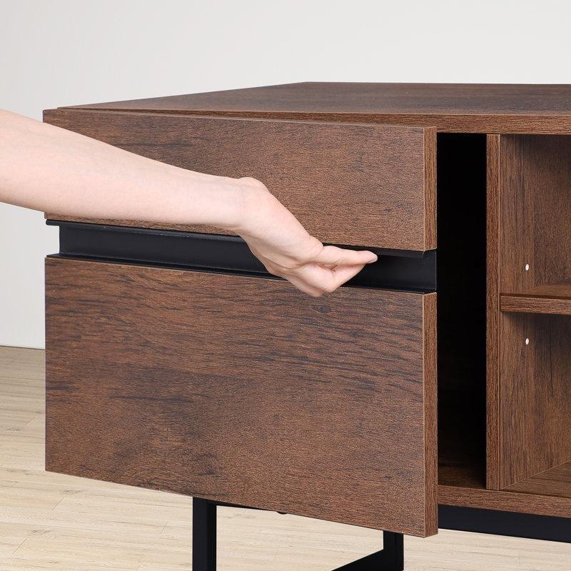 Endüstriyel Ahşap Açık Raflı Mini TV Ünitesi 107x41x51 cm - 80272