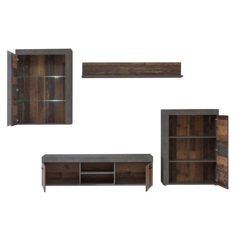 Endüstriyel Ahşap Antrasit Gri TV Ünitesi 290 cm