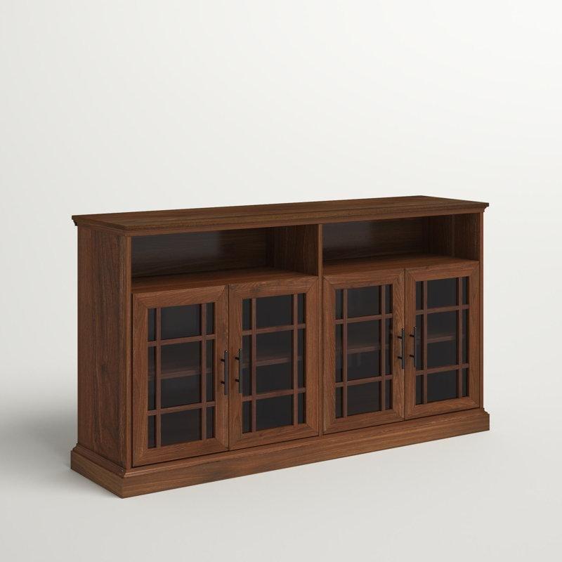 Endüstriyel Ahşap Cam Camlı 4 Kapılı Dolaplı TV Ünitesi 147x41x84 cm - 78778
