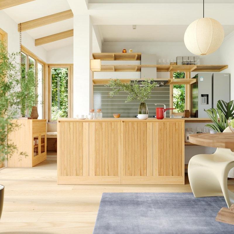 Endüstriyel Ahşap Cam Kapılı Modüler TV Ünitesi 180x40x181 cm - 78826