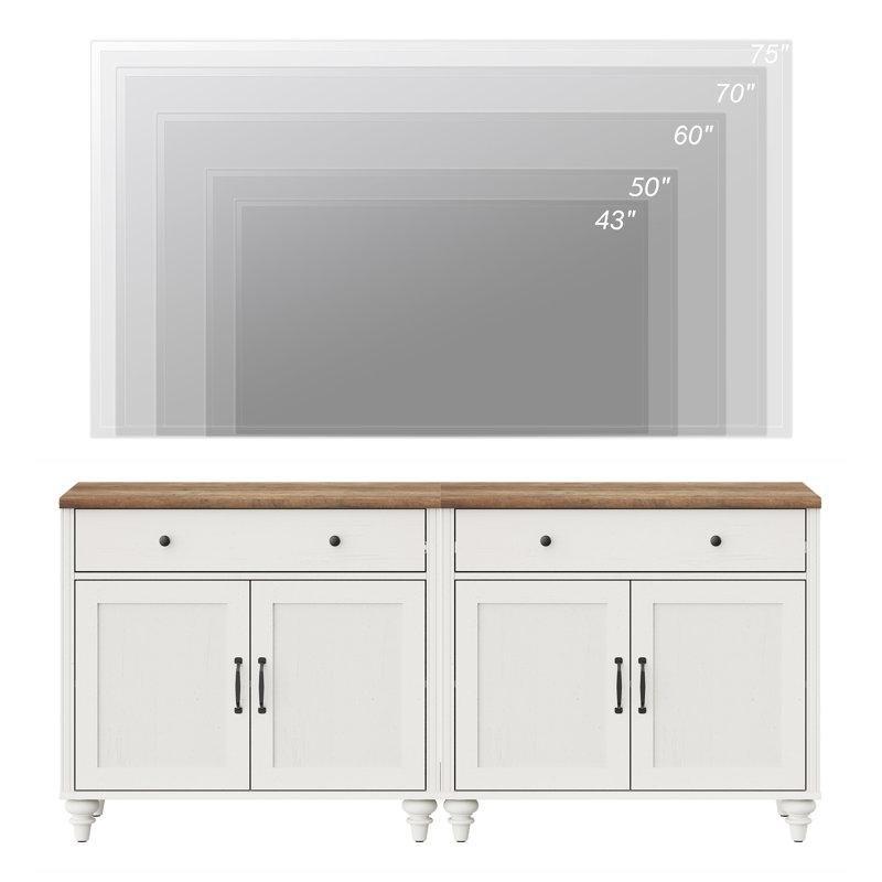 Endüstriyel Ahşap Çekmeceli TV Ünitesi 172x40x79 cm Beyaz - 78292
