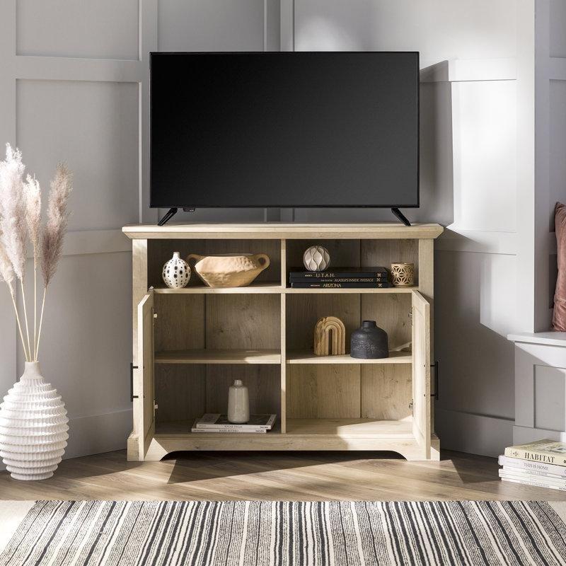 Endüstriyel Ahşap İki Kapılı 112x41x81 cm Köşe TV Ünitesi