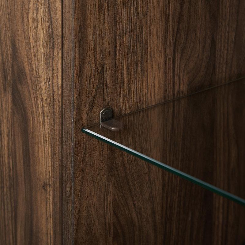 Endüstriyel Ahşap Köşe TV Ünitesi 121 cm Açık Raflı ve Kapaklı Depolama