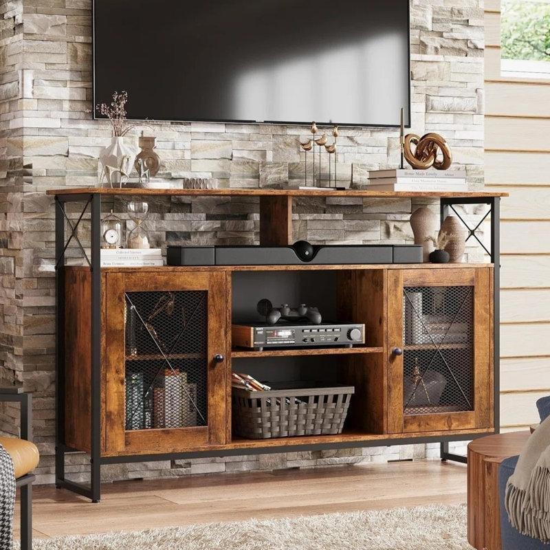 Endüstriyel Ahşap Metal Çerçeveli 128 cm Dolaplı TV Ünitesi - 78781