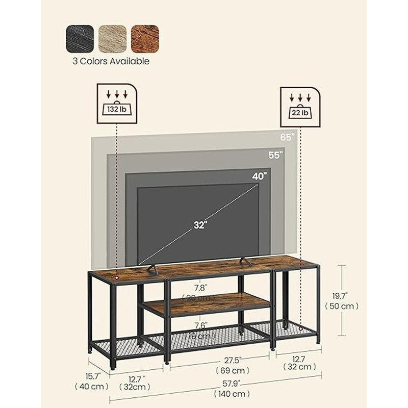Endüstriyel Ahşap Metal TV Ünitesi 147x40x50 cm - 78655