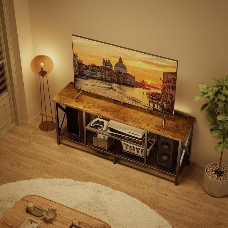 Endüstriyel Ahşap Metal TV Ünitesi 152 cm Rustik Kahverengi - 78568