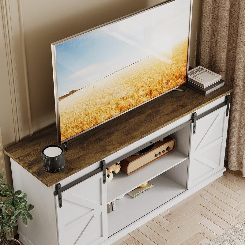 Endüstriyel Ahşap Sürgülü Kapılı 147 cm country Tarzı TV Ünitesi - 80092