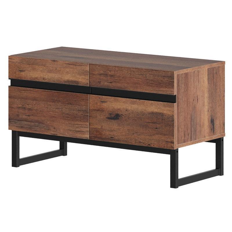 Endüstriyel Ahşap TV Ünitesi 90x40x51 cm Metal Ayaklı Gizli Saklama Dolabı - 79135