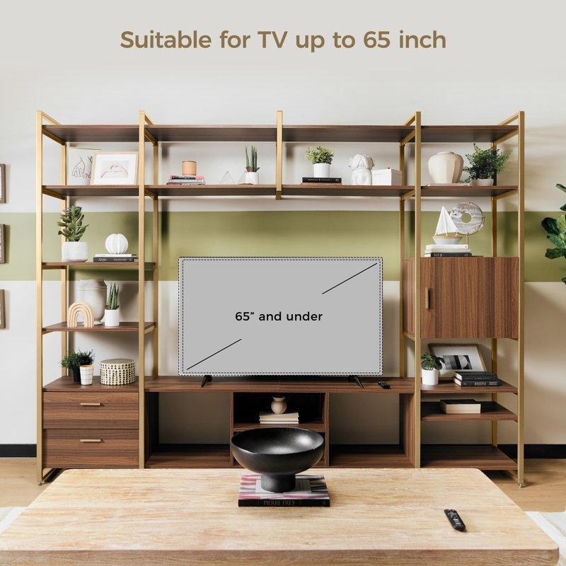 Endüstriyel Ahşap ve Metal Kombinli 215x280 cm TV Ünitesi - 79417