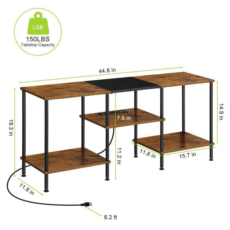 Endüstriyel Ahşap ve Metal TV Ünitesi 114 cm Gücü Şeritli Yanmış Renk - 78613