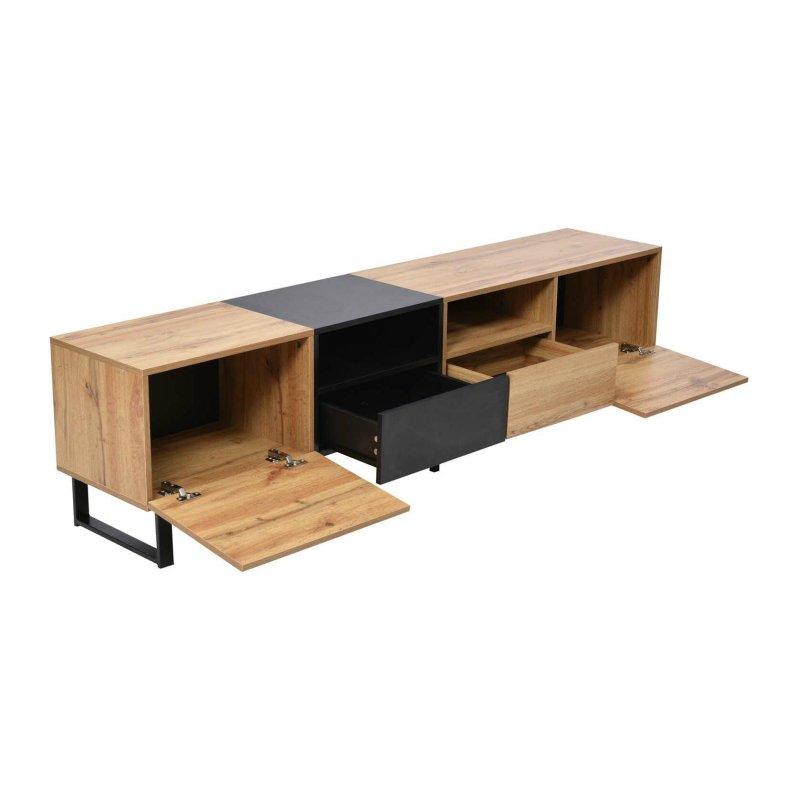 Endüstriyel Tasarım Ahşap 190 cm TV Sehpası