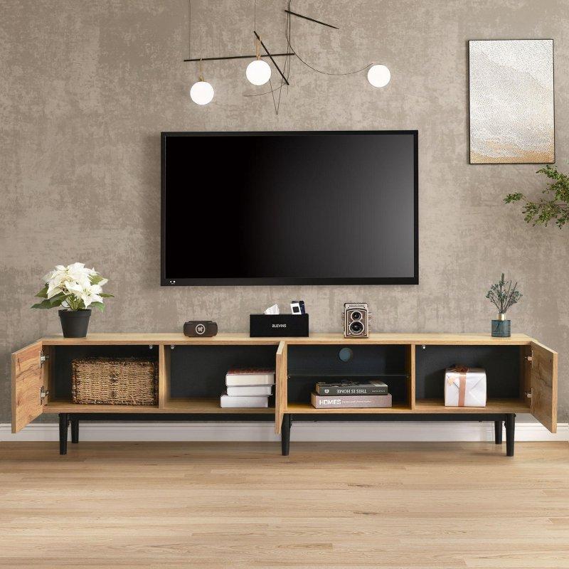 Endüstriyel Tasarım Ahşap LEDli TV Sehpası 175 cm