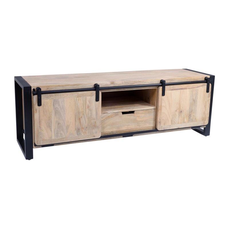 Endüstriyel Tasarım Ahşap Metal TV Sehpası 150 cm