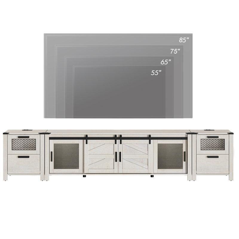 Endüstriyel Tasarımlı Kaydırmalı Kapılı TV Ünitesi 178 cm Beyaz Ahşap - 80023