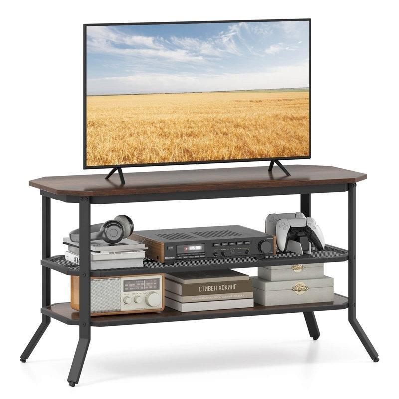 Endüstriyel Tasarımlı Metal TV Ünitesi 100x39x56 cm Rustik Kahverengi Siyah - 78667