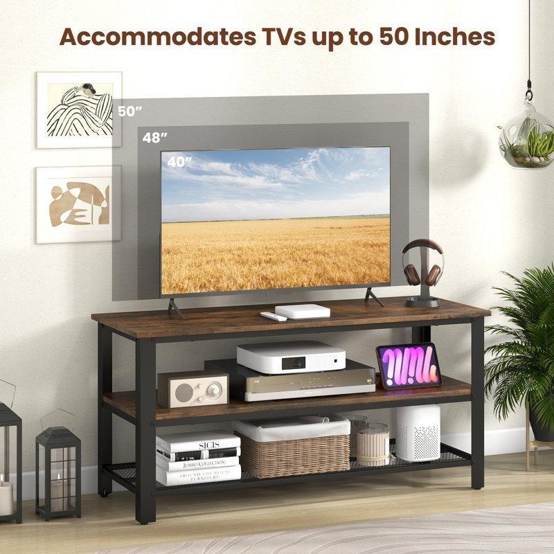 Endüstriyel Tasarımlı Metal TV Ünitesi 110x42x53 cm Kahverengi Siyah - 78703