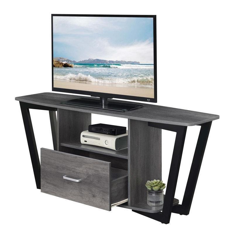 Endüstriyel Tasarımlı Metal TV Ünitesi 150x40x61 cm Açık Raflı Çekmeceli - 78550