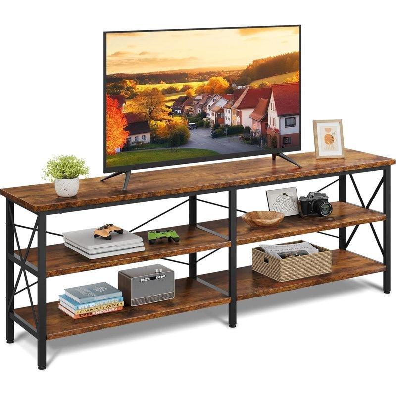 Endüstriyel Tasarımlı Metal TV Ünitesi 160x36x61 cm Üç Raflı Depolama - 78610