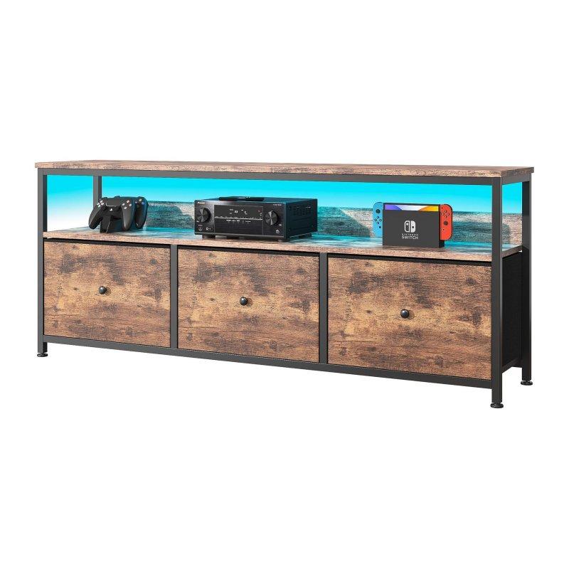 Endüstriyel Vintage Ahşap Metal TV Sehpası 108 cm