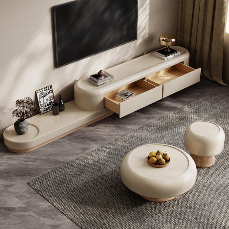 Fransız Tarzı TV Ünitesi ve Orta Sehpa Takımı Açık Ahşap 120cm - 79795