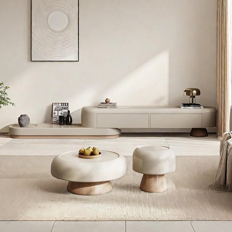 Fransız Tarzı TV Ünitesi ve Orta Sehpa Takımı Açık Ahşap 120cm - 79795