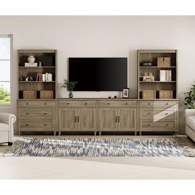 Geniş Depolama Alanlı Antik Yeşil TV Ünitesi 345 cm