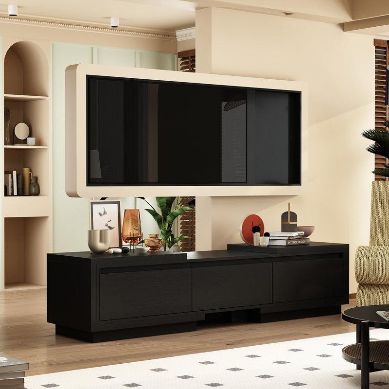 Geniş Ekranlı Modern Siyah Antrasit TV Ünitesi 270 cm