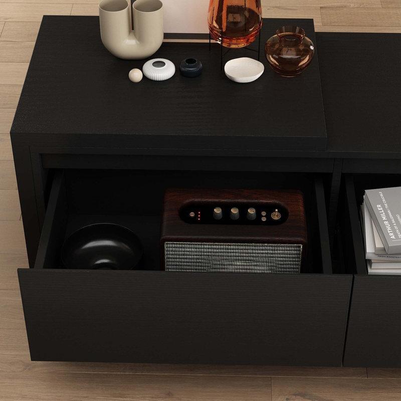 Geniş Ekranlı Modern Siyah Antrasit TV Ünitesi 270 cm